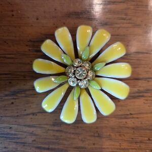 Talbots Vintage Yellow and Lime Green Flower Brooch